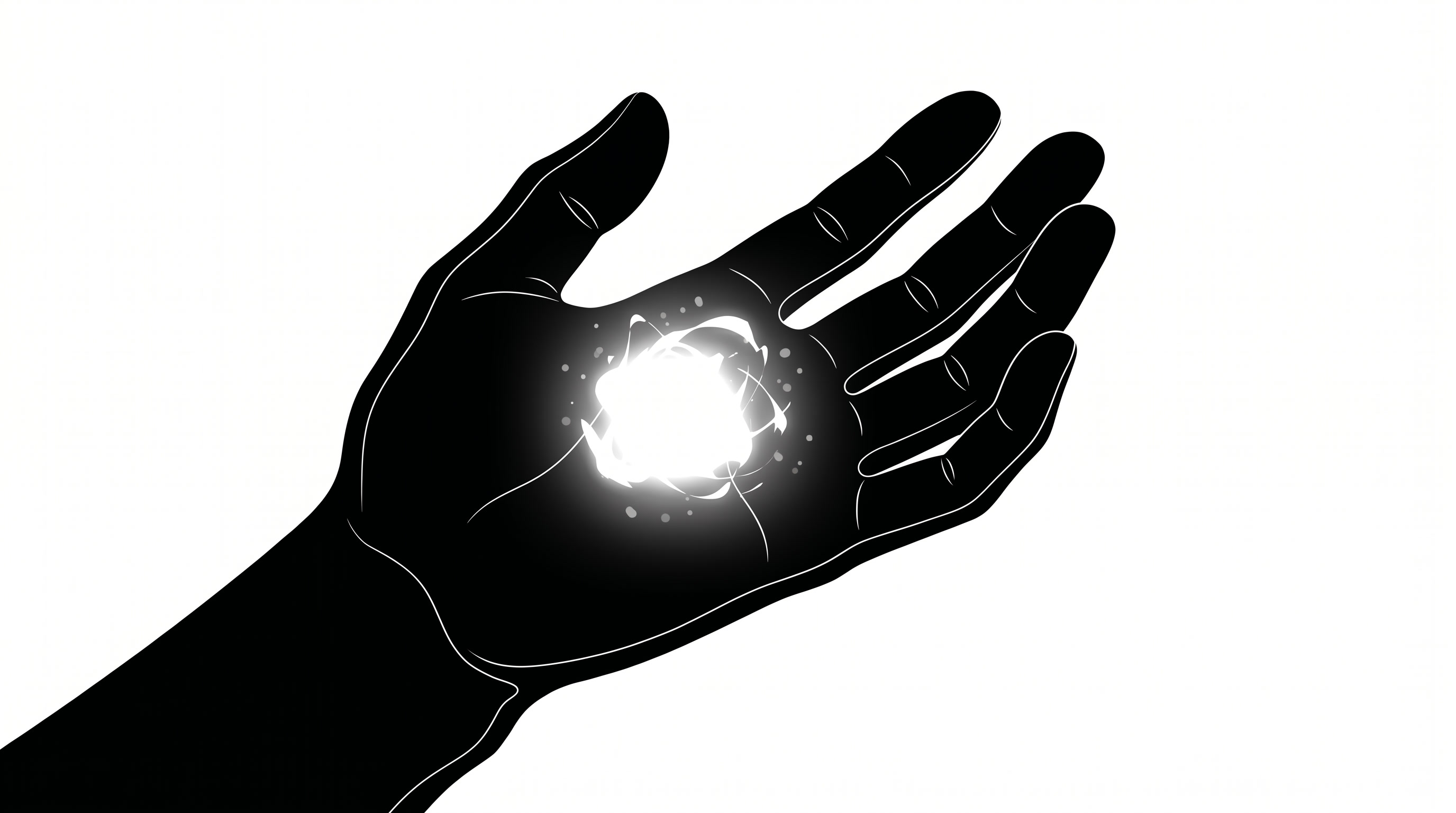 Hand holding a glowing sphere
