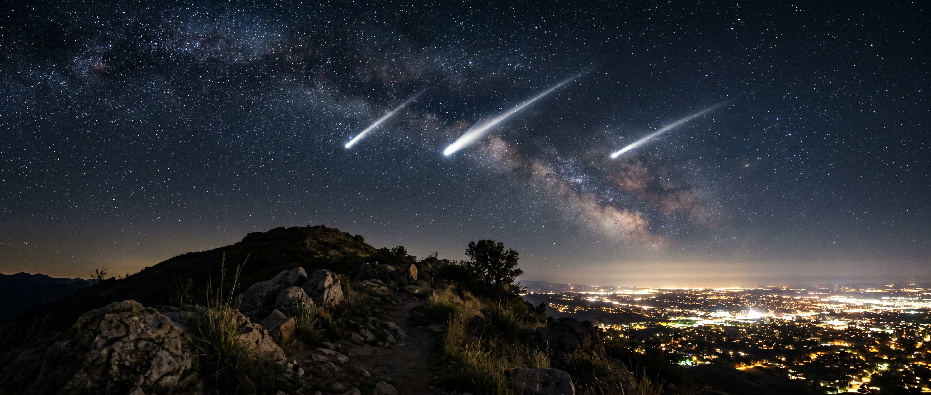 Night sky with shooting stars